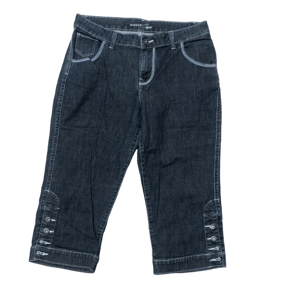 Riders Copper Capri Womens Size 13-14 Blue Denim White Stitching Stretch